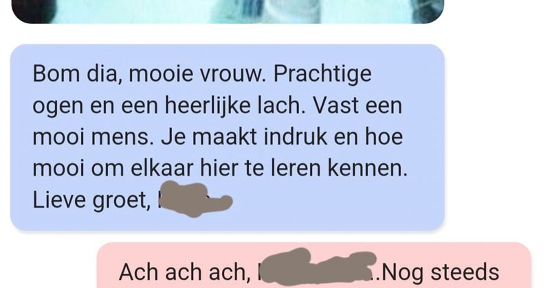Vreemdgaande opa op dating-app spreekt per ongeluk een vrouw aan bij wie hij het al eerder een keer had geprobeerd (7 screens)