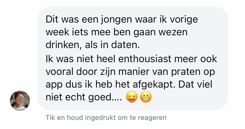 Gast kan het niet echt accepteren dat zijn date geen tweede keer wil afspreken en wordt helemaal gek (5 screens)