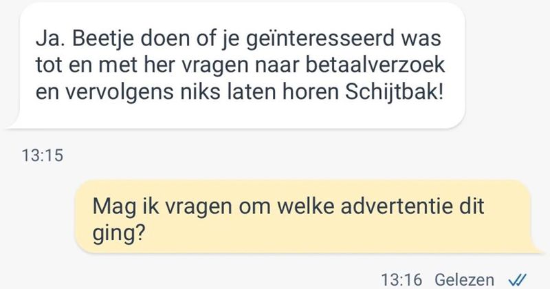 Deze man op Marktplaats is al 1,5 maand woedend op iemand die interesse had in een horloge maar na het betaalverzoek niks meer had laten horen (5 screens)