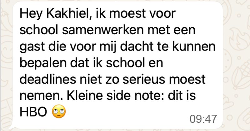 Dit is waarom samen met een mede-student aan één project werken soms een regelrechte hel kan zijn (3 screens)