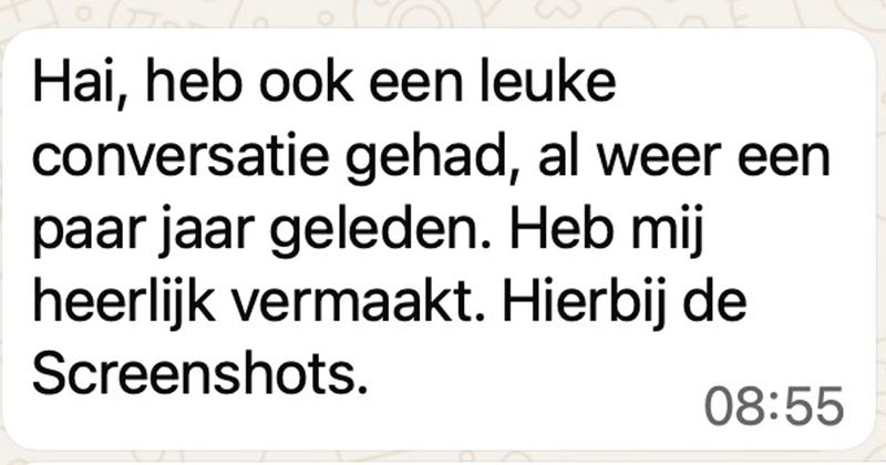 Hier weer een WhatsApp-oplichter die echt dacht dat hij geld ging krijgen (11 screens)