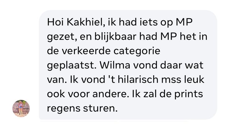 Wilma kan het niet hebben dat spullen op Marktplaats in de verkeerde categorie worden geplaatst en komt even lekker een potje moeilijk doen (4 screens)