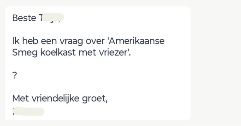 Man wil graag koelkast kopen op Marktplaats maar normale zinnen formuleren zit er helaas niet in (4 screens)