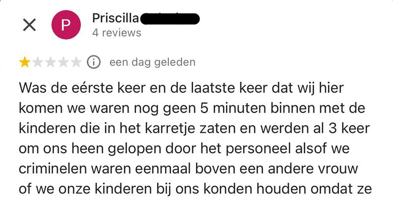 Priscilla is boos op deze kringloopwinkel omdat haar kinderen zich aan de huisregels moeten houden, dit is de reactie van de eigenaar