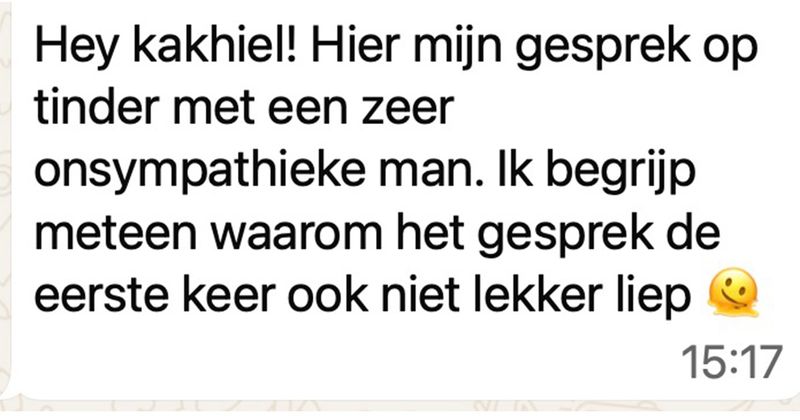 Tinder-gesprek met onsympathieke man verloopt niet bepaald soepel (5 screens)