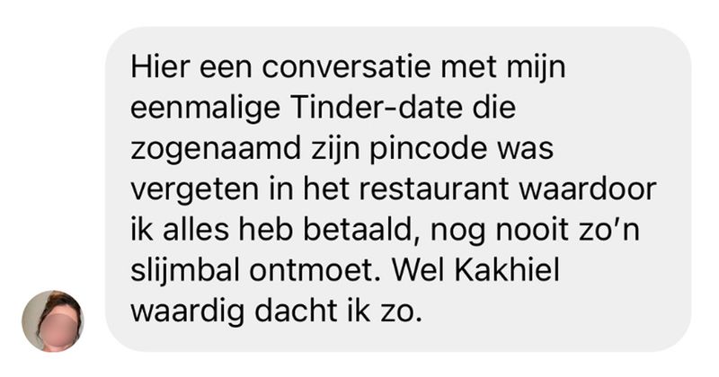 Slijmbal laat zijn Tinder-date alles betalen in het restaurant omdat hij zogenaamd zijn pincode is vergeten en de volgende dag stuurt hij dit allemaal... (6 screens)