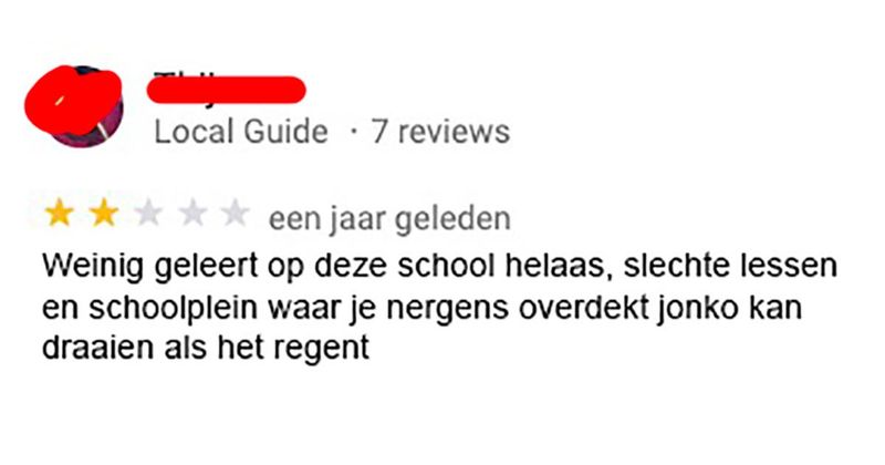 10 vet grappige Google reviews van middelbare scholen