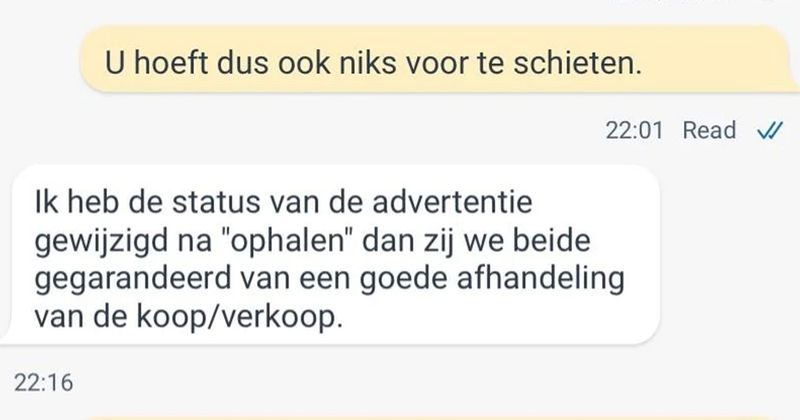 Rob verkoopt een mediaspeler via Marktplaats maar snapt niet hoe een betaalverzoek werkt dus je komt hem maar lekker zelf ophalen in Venlo (5 screens)