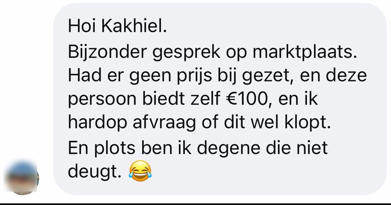 Vrouw biedt zelf 100 euro op een simpel stukje Playmobil en wordt vervolgens boos als haar bod wordt geaccepteerd (8 screens)