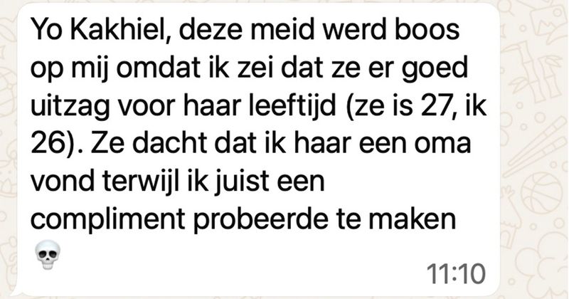 Jongen probeert zijn date een compliment te geven maar bereikt helaas het tegenovergestelde (4 screens)