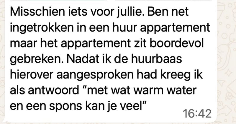 Man is net ingetrokken in een nieuwe huurwoning boordevol gebreken en dit is hoe de huisbaas erop reageert (4 screens)