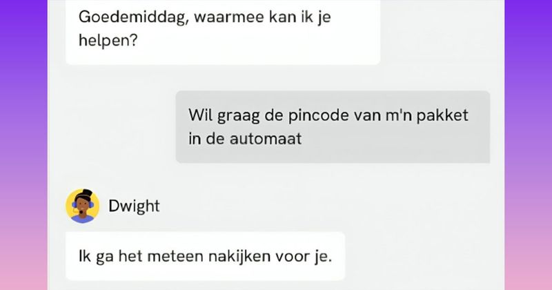 PostNL is een pakket kwijt maar de online helpdesk durft het woord 'kwijt' zelf niet te gebruiken (3 screens)