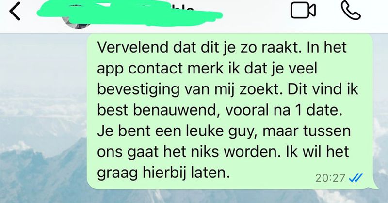 Gozer kan het niet hebben dat zijn date niet nog een keer wil afspreken en dit is zijn manier om daarmee om te gaan (4 screens)