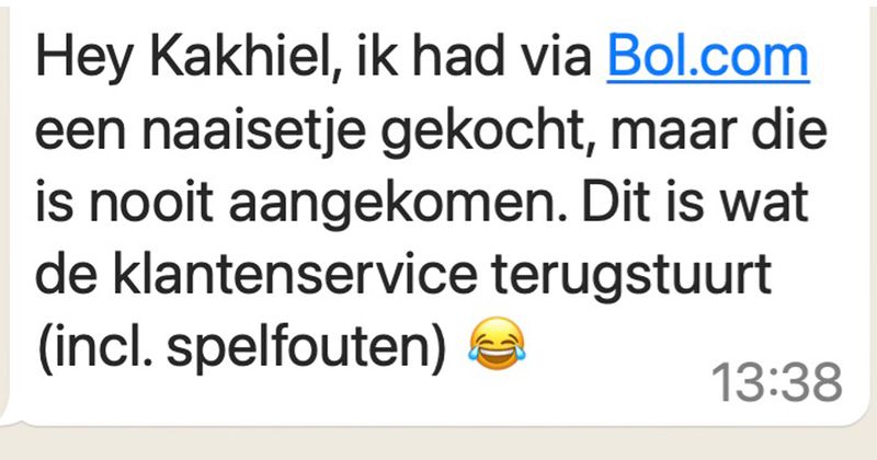 Meisje bestelt naaiset via Bol.com maar die komt nooit aan, dit is het antwoord van de klantenservice