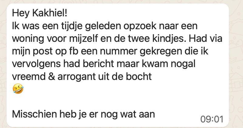 Vrouw zoekt dringend een woning voor zichzelf en haar twee kindjes dus appt naar een nummer van een verhuurder maar het gesprek verloopt helaas weer niet echt normaal (11 screens)