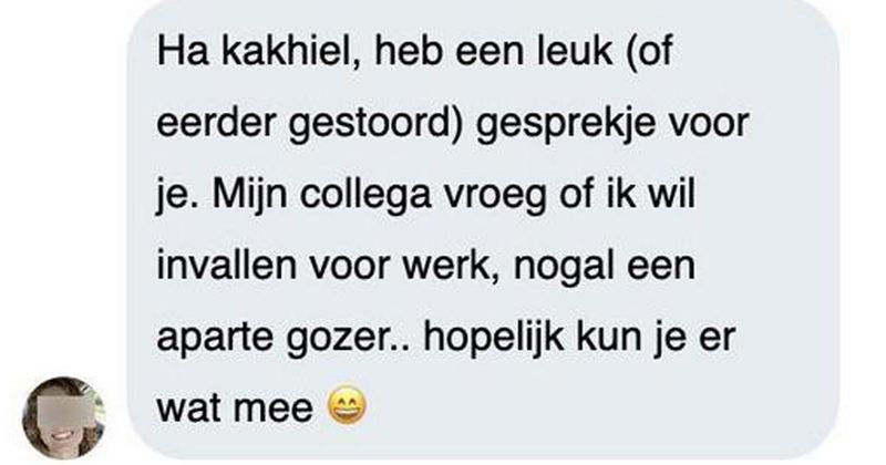 Marien zoekt iemand die z'n middagshift wil overnemen omdat z'n kat niet te lang alleen thuis mag blijven (5 screens)