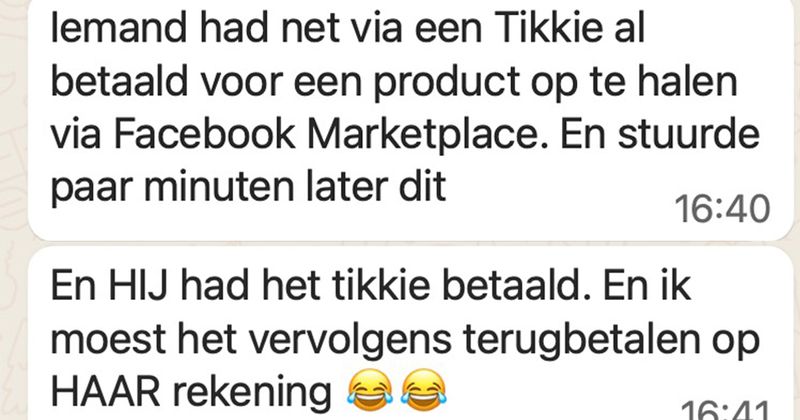 Man heeft iets gekocht op de Facebook Marketplace maar dat had hij misschien beter eerst even met z'n vrouw moeten overleggen (4 screens)