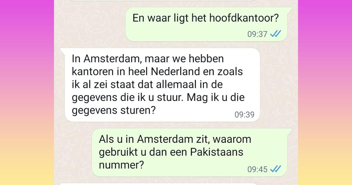 Oplichter heeft niet echt zin om in het echt af te spreken voor een kop