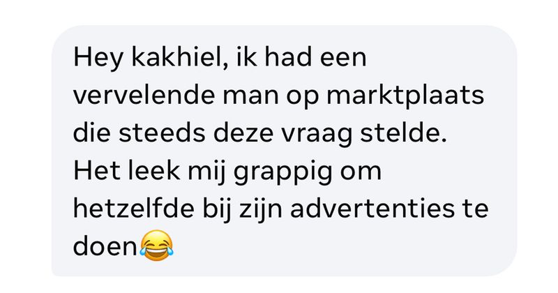 Marktplaats-gebruiker stelt telkens dezelfde vraag en krijgt uiteindelijk een koekje van eigen deeg (5 screens)