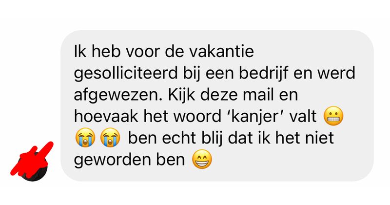 Deze 'kanjer' solliciteert bij een bedrijf en wordt uiteindelijk afgewezen vanwege de dingen die hij op social media post, dit is de mail die hij ontvangt
