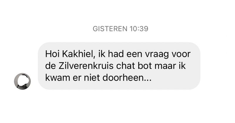 De chatbot van dit bedrijf beschikt helaas niet echt over een uitgebreide woordenschat (5 screens)