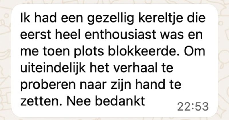 Hier weer een raar dating-gesprek uit België (9 screens)