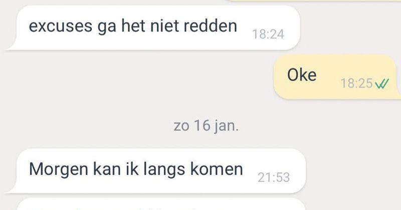 Koper komt niet opdagen bij Marktplaats-afspraak en verwacht dat hij het een week later alsnog kan komen ophalen, maar dan is alles al verkocht. 'Waar slaat dit op?' (5 screens)