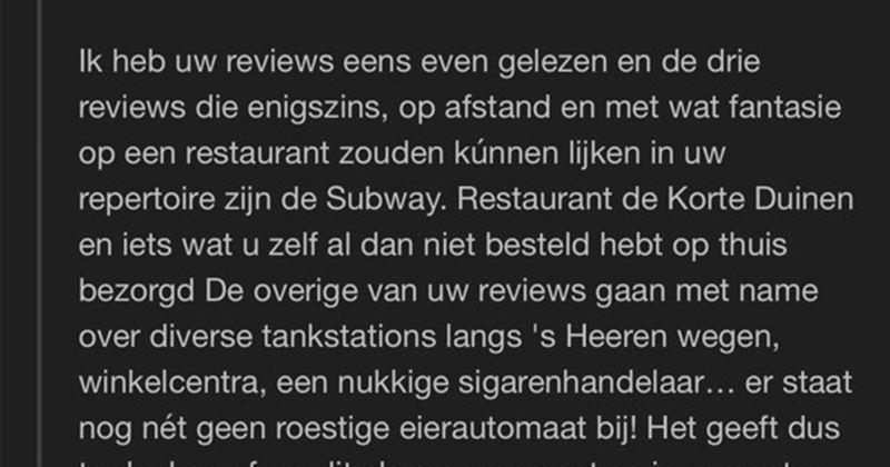 De eigenaar van dit restaurant in Amersfoort heeft nogal een uitgebreide manier van reageren op feedback (5 screens)