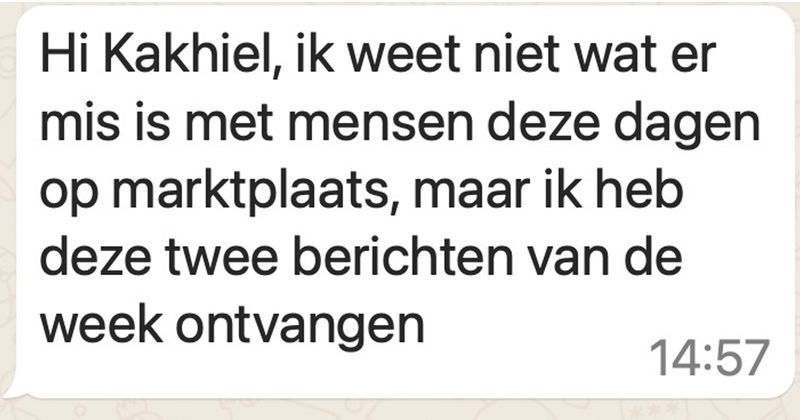 Dit soort berichten verwacht je ook niet als je gewoon even rustig een paar truien wil verkopen op Marktplaats
