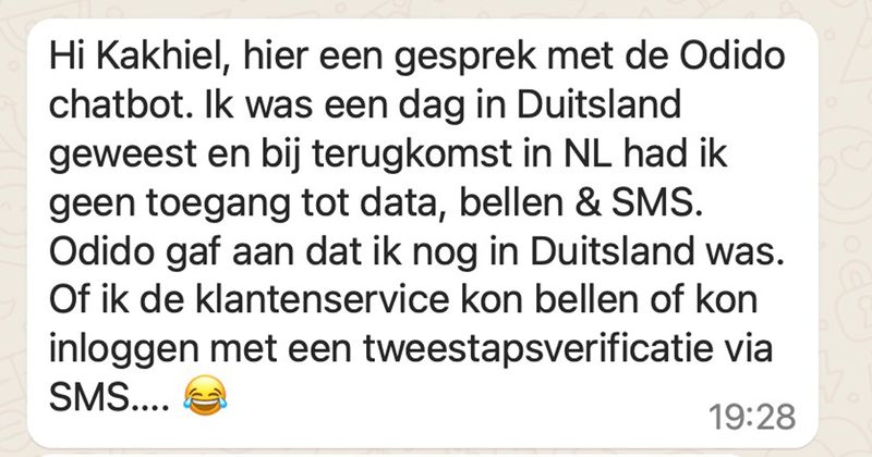 Hier een gesprek met de chatbot van Odido waarvan je zin krijgt om je telefoon uit het dakraam te smijten (14 screens)