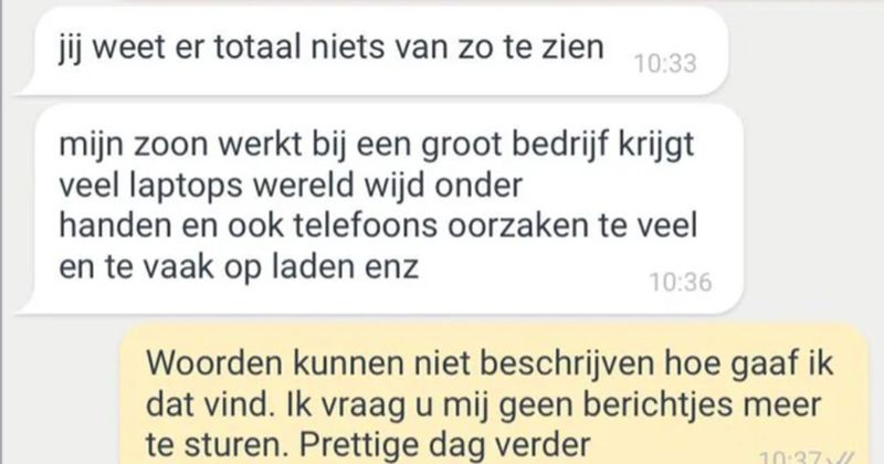 Jongen probeert telefoon te verkopen op Marktplaats en krijgt de maken met deze vermoeiende man die hem even de les komt lezen over opladen (3 screens)