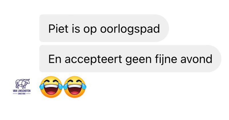 Piet vindt de maaltijden van deze slagerij stom en accepteert geen 'fijne avond' (4 screens)