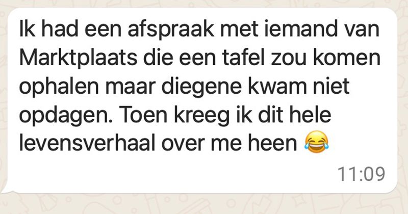Vrouw komt niet opdagen bij Marktplaats-afspraak en gooit vervolgens haar hele levensverhaal in de chat om begrip te kweken voor haar gedrag (4 screens)