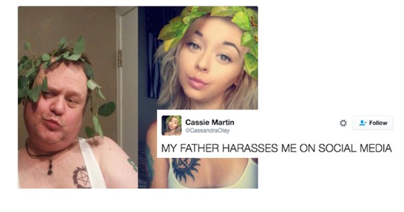 Vader imiteert dochter op social media (6 foto's)