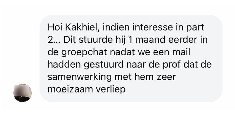 Hier deel 2 van die gast die niet echt normaal kan doen tegen zijn medestudenten waar hij mee op een paper staat (10 screens)