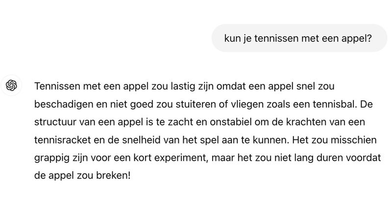 Met welk fruit kun je het beste tennissen? ChatGPT zocht het voor ons uit...