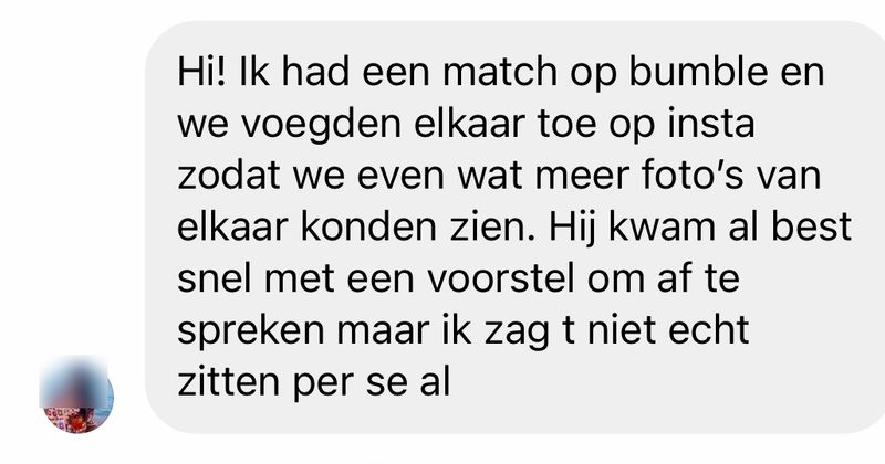 Jongen wil graag langskomen bij een vrouw van Bumble en als ze daar geen zin in heeft slaat de stemming ineens helemaal om (3 screens)