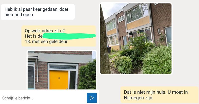 Stella komt een poppenhuis ophalen bij iemand van Marktplaats maar rijdt per ongeluk helemaal naar Tilburg i.p.v. Nijmegen en staat aan te bellen bij het verkeerde huis (5 screens)