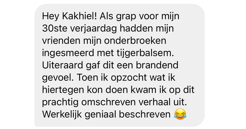 Hier een leuk verhaal over tijgerbalsem om je maandag mee te beginnen