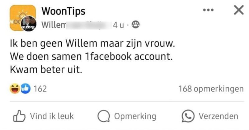 Dit random bericht op de Facebookpagina 'Woontips' brengt een hele stroom aan grappige reacties op gang (11 screens)