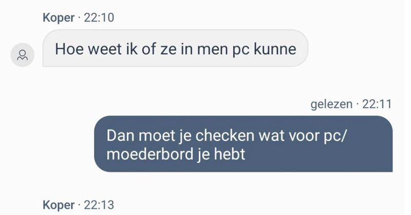 Man wil RAM-geheugen kopen voor z'n pc en wordt per ongeluk aangesproken met 'mevrouw' (4 screens)